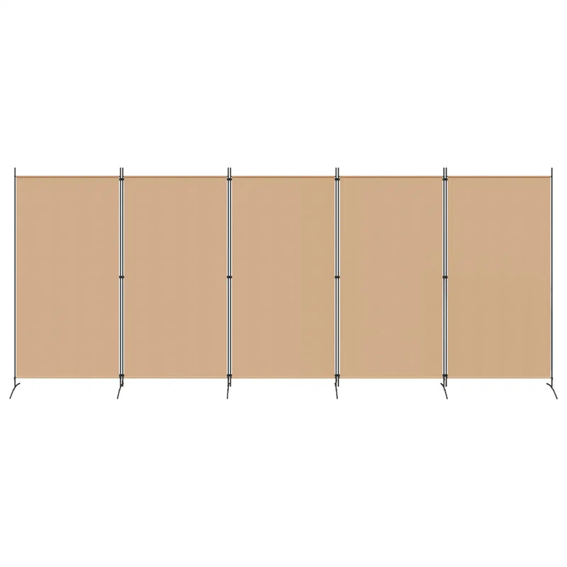 5-Panel Room Divider Beige 433 x 180 cm Fabric