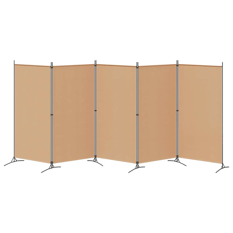 5-Panel Room Divider Beige 433 x 180 cm Fabric
