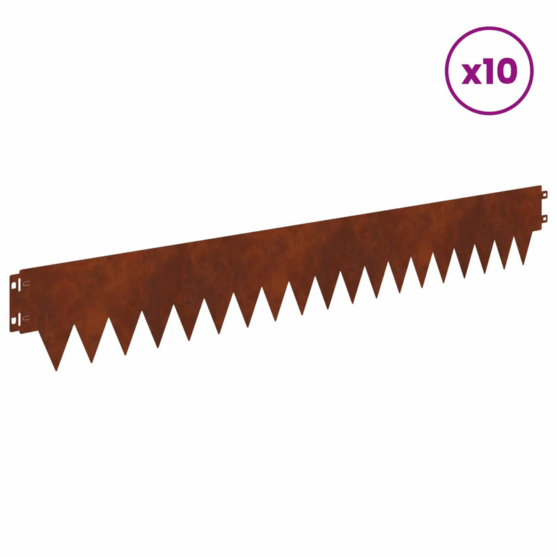 Lawn Edging 10 pcs 103 x 15 cm metal Rusty