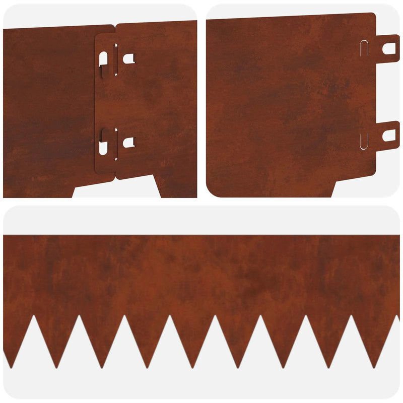 Lawn Edging 20 pcs 103 x 15 cm metal Rusty