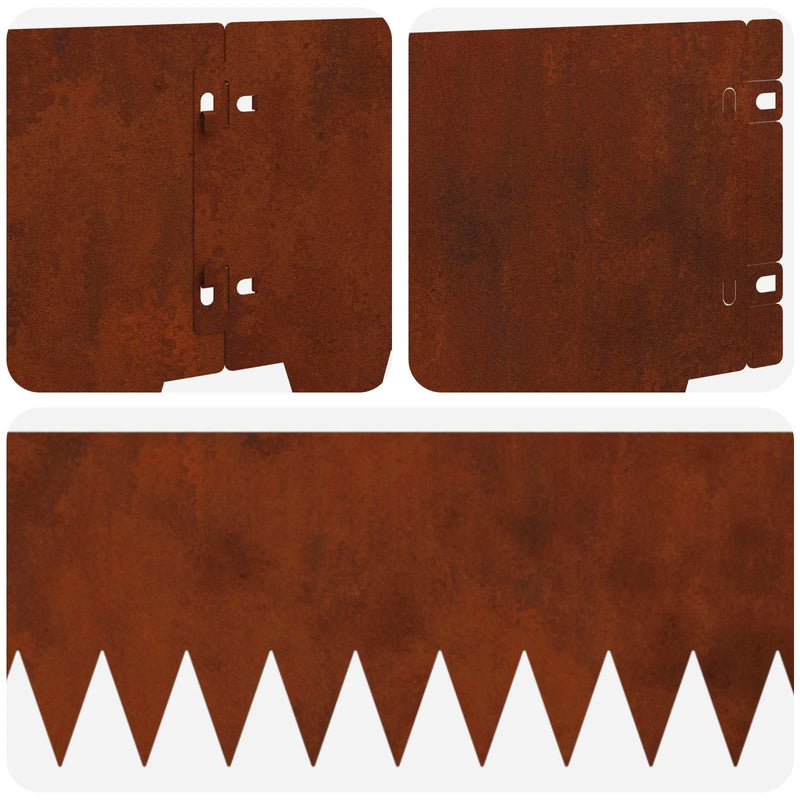 Lawn Edging 10 pcs 103 x 20 cm metal Rusty