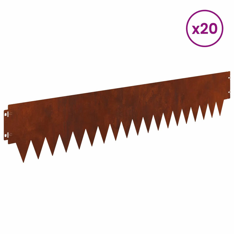 Lawn Edging 20 pcs 103 x 20 cm metal Rusty