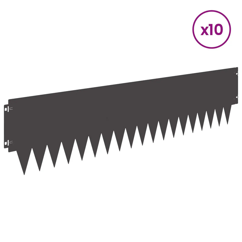 Lawn Edging 10 pcs 103 x 25 cm metal Black