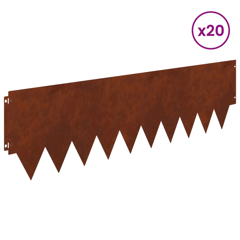 Lawn Edging 20 pcs 103 x 30 cm metal Rusty