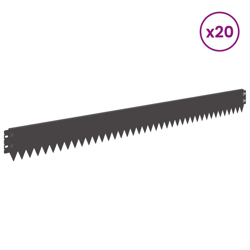 Lawn Edging 20 pcs 103 x 10 cm Steel Black