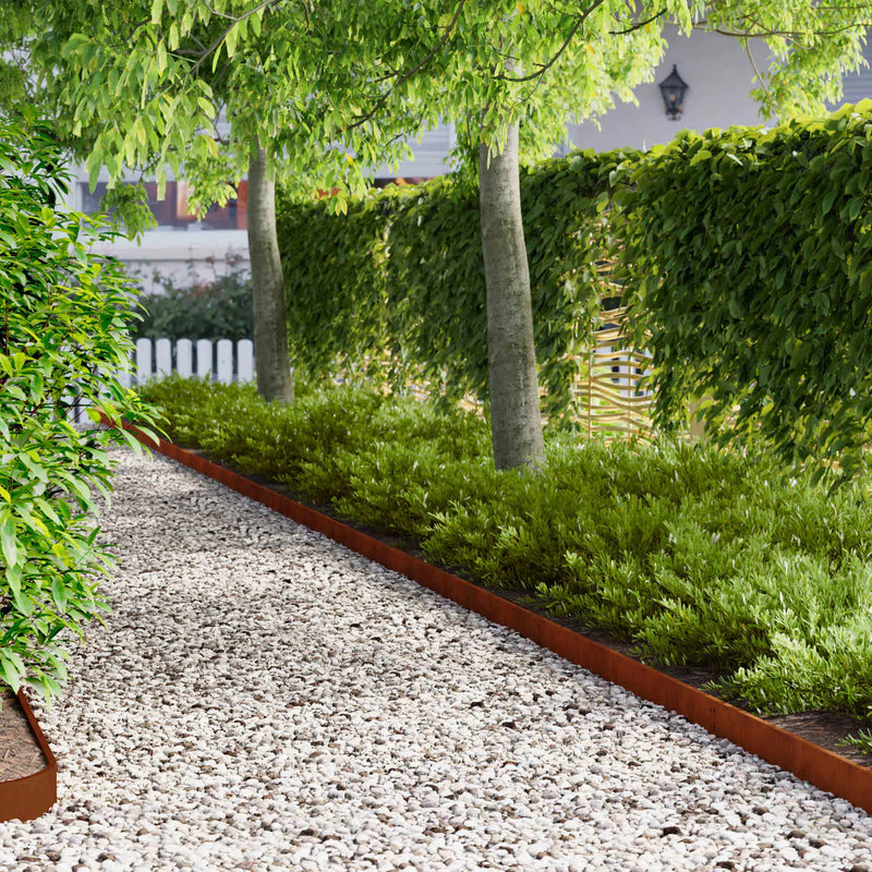 Lawn Edging 10 pcs 103 x 10 cm Steel Rusty