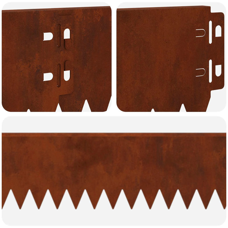 Lawn Edging 20 pcs 103 x 10 cm Steel Rusty