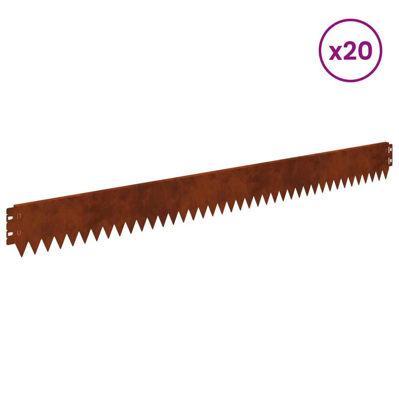 Lawn Edging 20 pcs 103 x 10 cm Steel Rusty