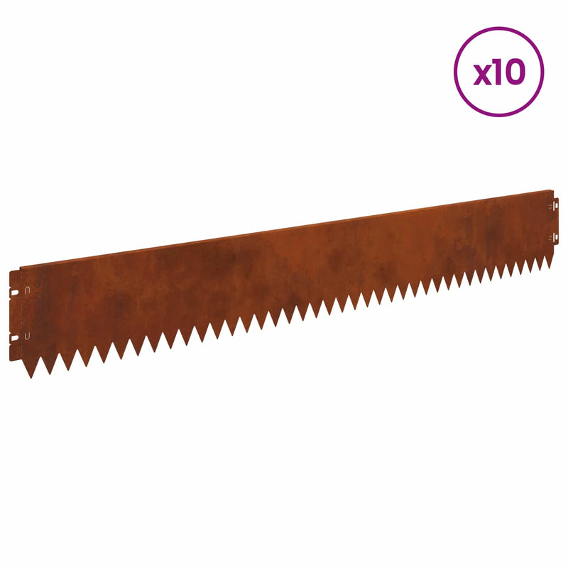 Lawn Edging 10 pcs 103 x 15 cm Steel Rusty