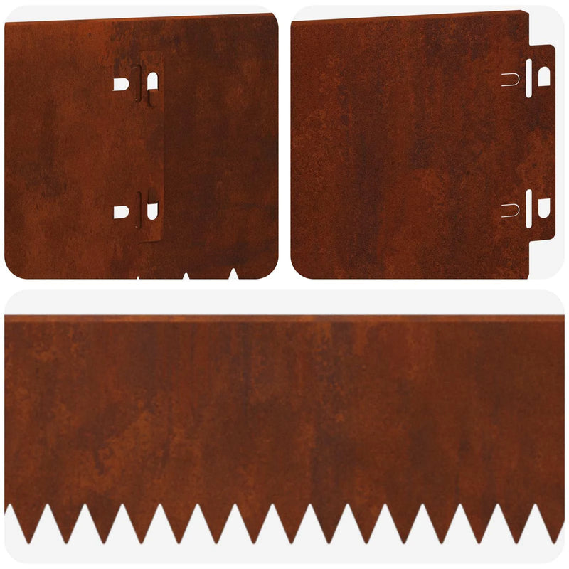 Lawn Edging 20 pcs 103 x 15 cm Steel Rusty