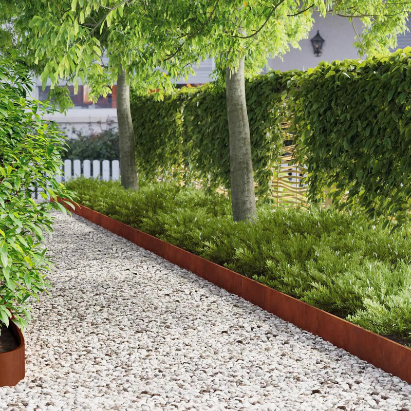 Lawn Edging 20 pcs 103 x 15 cm Steel Rusty