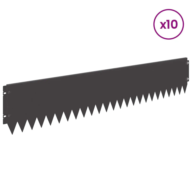 Lawn Edging 10 pcs 103 x 20 cm Steel Black