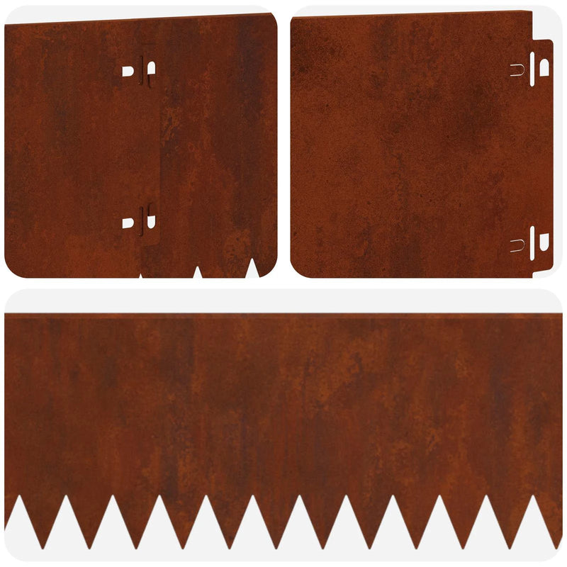 Lawn Edging 10 pcs 103 x 20 cm Steel Rusty