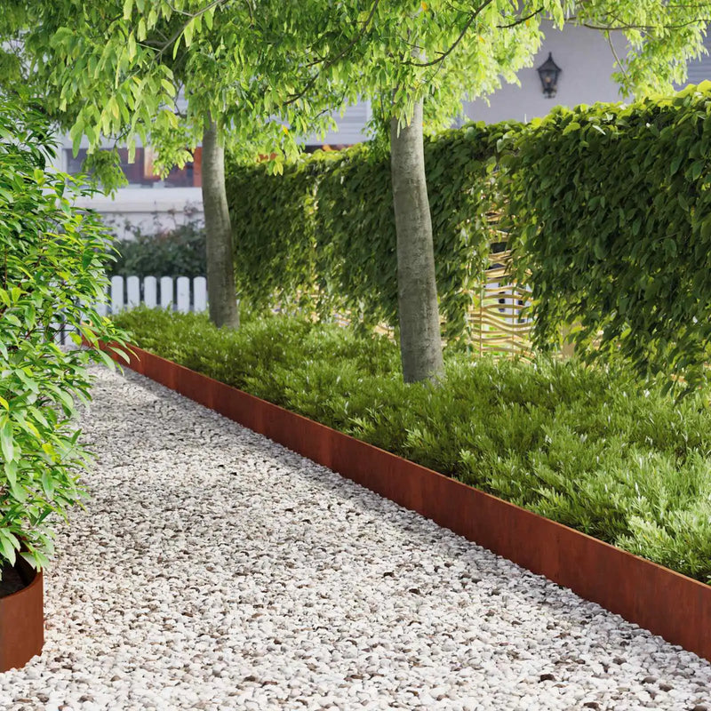 Lawn Edging 10 pcs 103 x 20 cm Steel Rusty