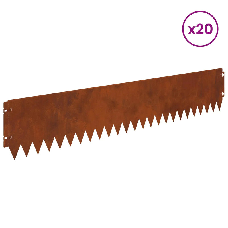 Lawn Edging 20 pcs 103 x 20 cm Steel Rusty
