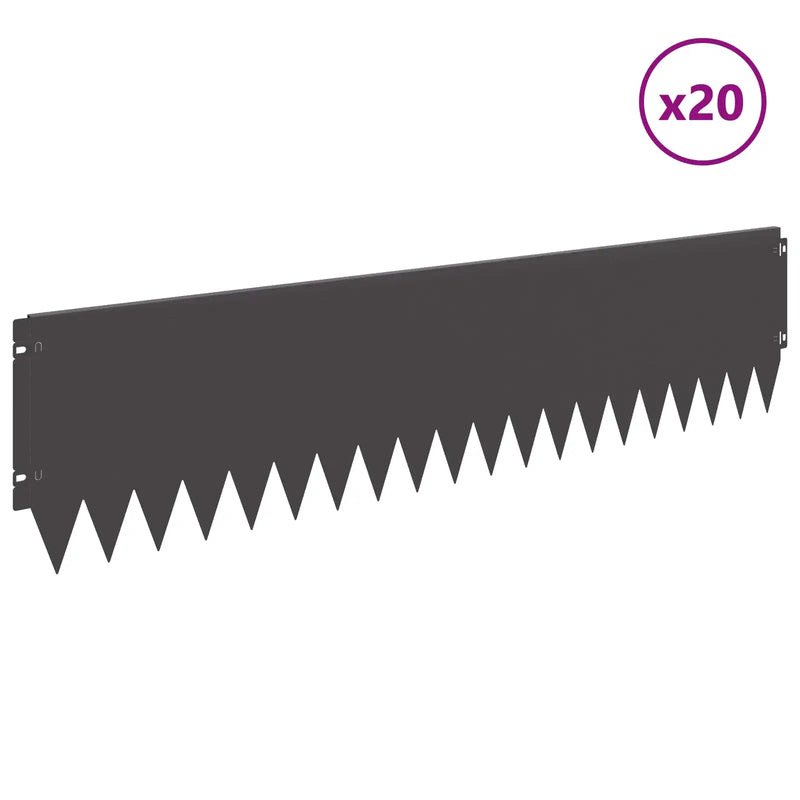 Lawn Edging 20 pcs 103 x 25 cm Steel Black