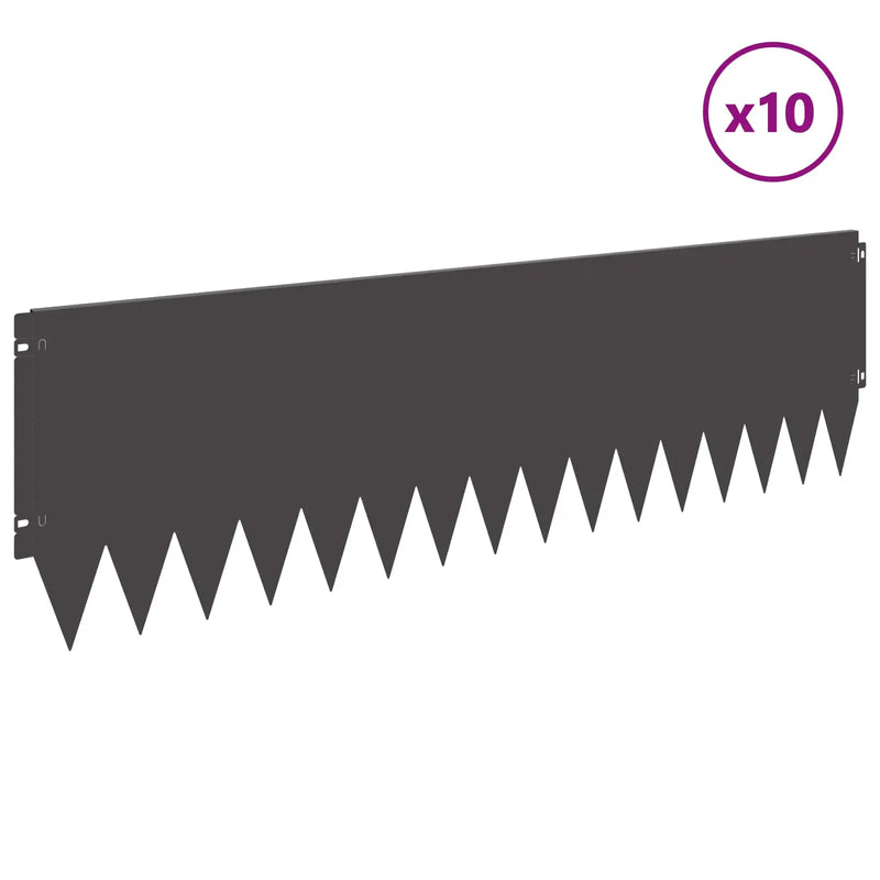 Lawn Edging 10 pcs 103 x 30 cm Steel Black