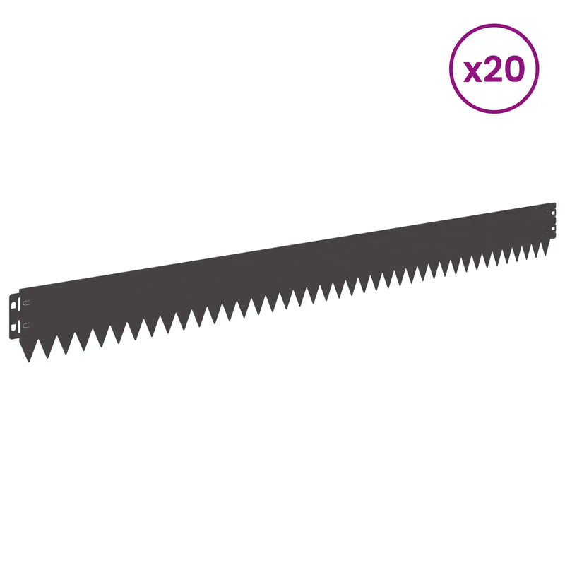 Lawn Edging 20 pcs 103 x 10 cm Steel Black