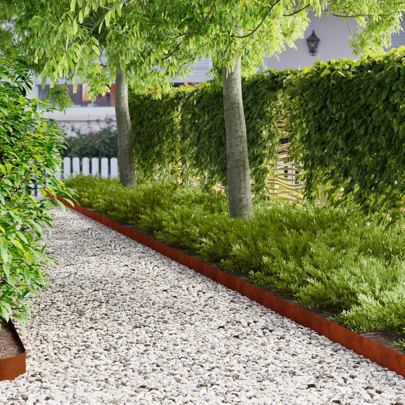 Lawn Edging 10 pcs 103 x 10 cm Steel Rusty