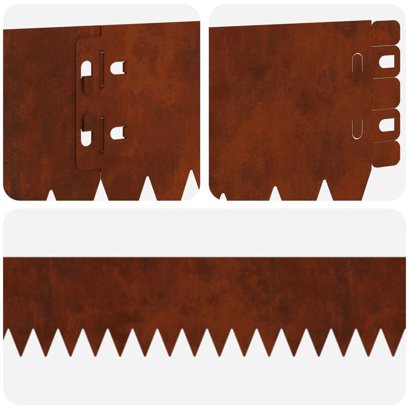Lawn Edging 20 pcs 103 x 10 cm Steel Rusty