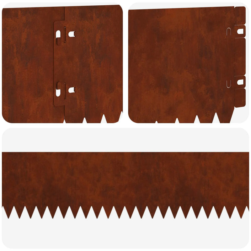 Lawn Edging 10 pcs 103 x 15 cm Steel Rusty