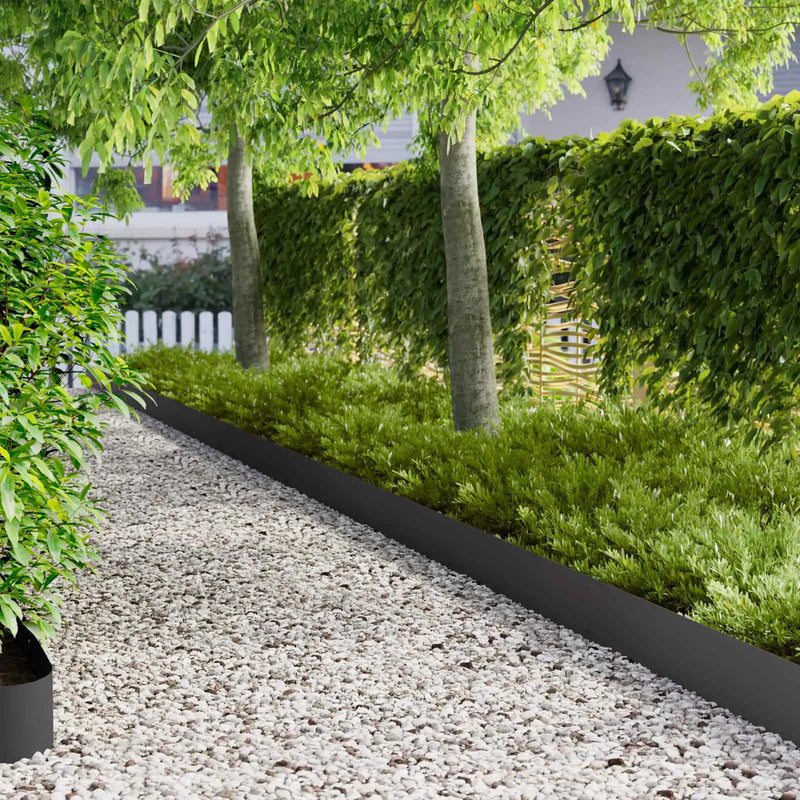 Lawn Edging 10 pcs 103 x 20 cm Steel Black