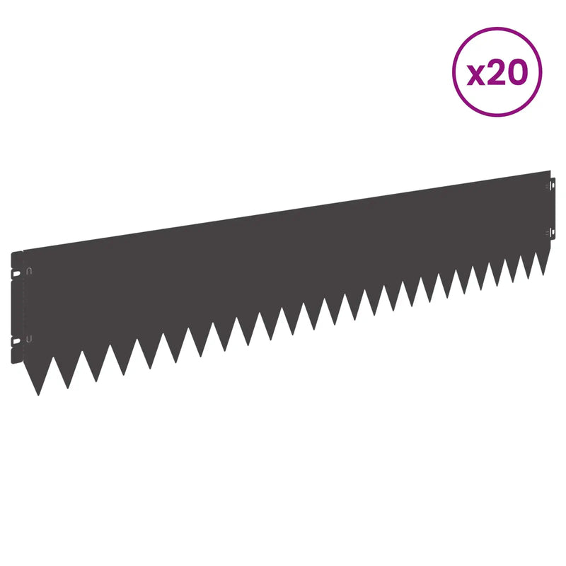 Lawn Edging 20 pcs 103 x 20 cm Steel Black