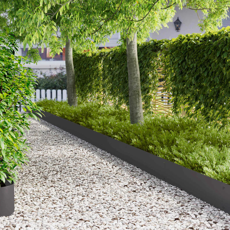 Lawn Edging 20 pcs 103 x 25 cm Steel Black