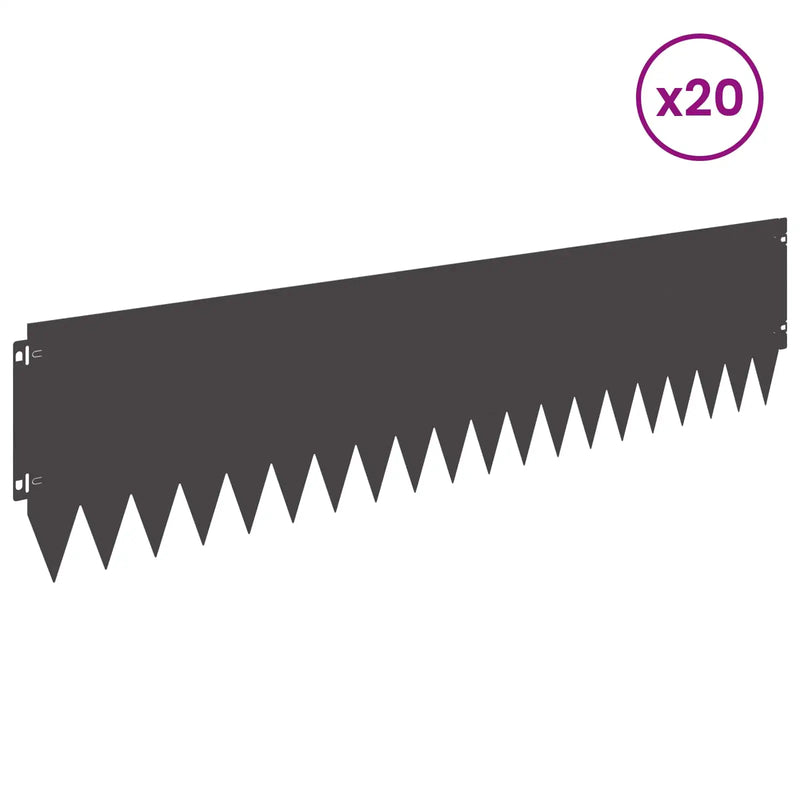 Lawn Edging 20 pcs 103 x 25 cm Steel Black