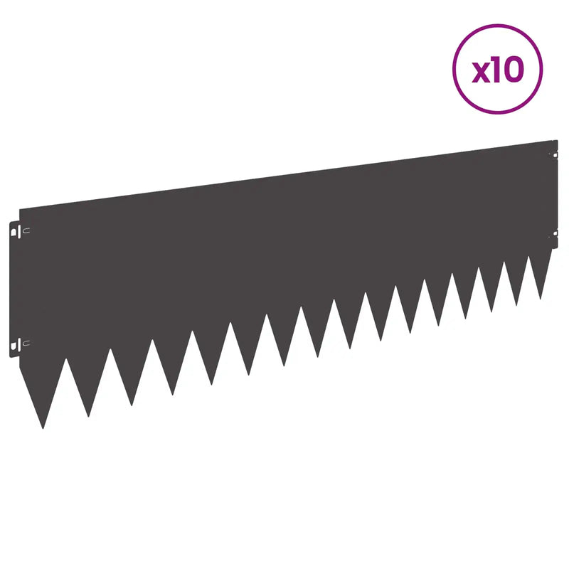 Lawn Edging 10 pcs 103 x 30 cm Steel Black