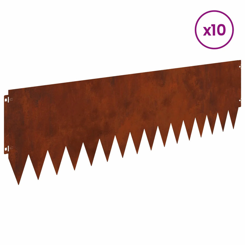 Lawn Edging 10 pcs 103 x 30 cm Steel Rusty