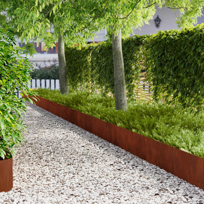 Lawn Edging 20 pcs 103 x 30 cm Steel Rusty