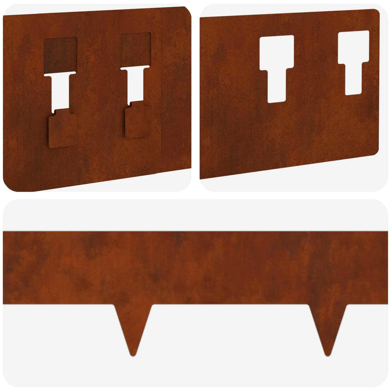 Lawn Edging 10 pcs 100 x 12 cm Steel Rusty