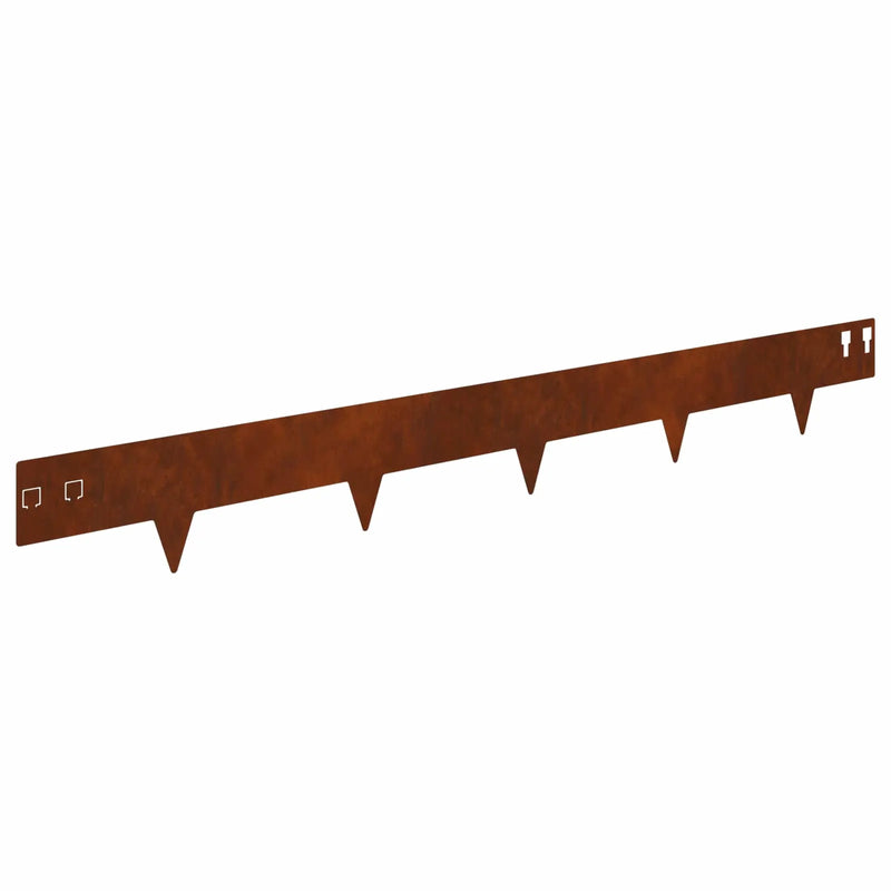 Lawn Edging 20 pcs 100 x 12 cm Steel Rusty
