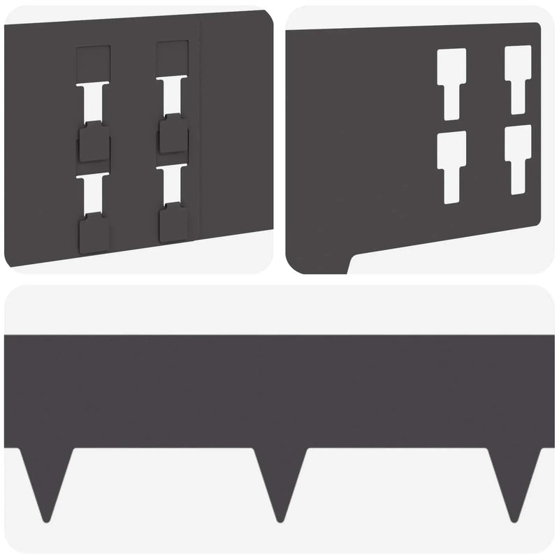 Lawn Edging 20 pcs 100 x 15 cm Steel Black