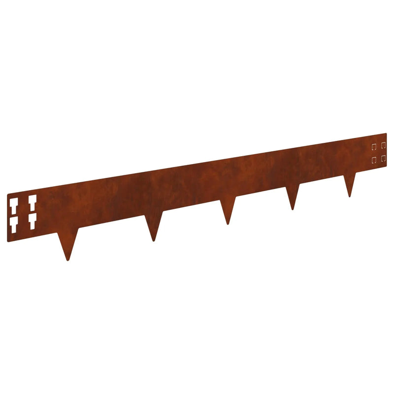 Lawn Edging 10 pcs 100 x 15 cm Steel Rusty