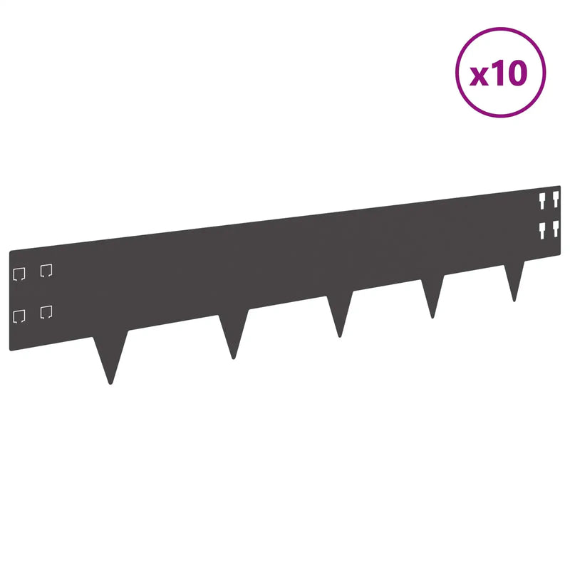 Lawn Edging 10 pcs 100 x 20 cm Steel Black