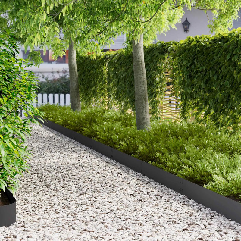 Lawn Edging 20 pcs 100 x 20 cm Steel Black