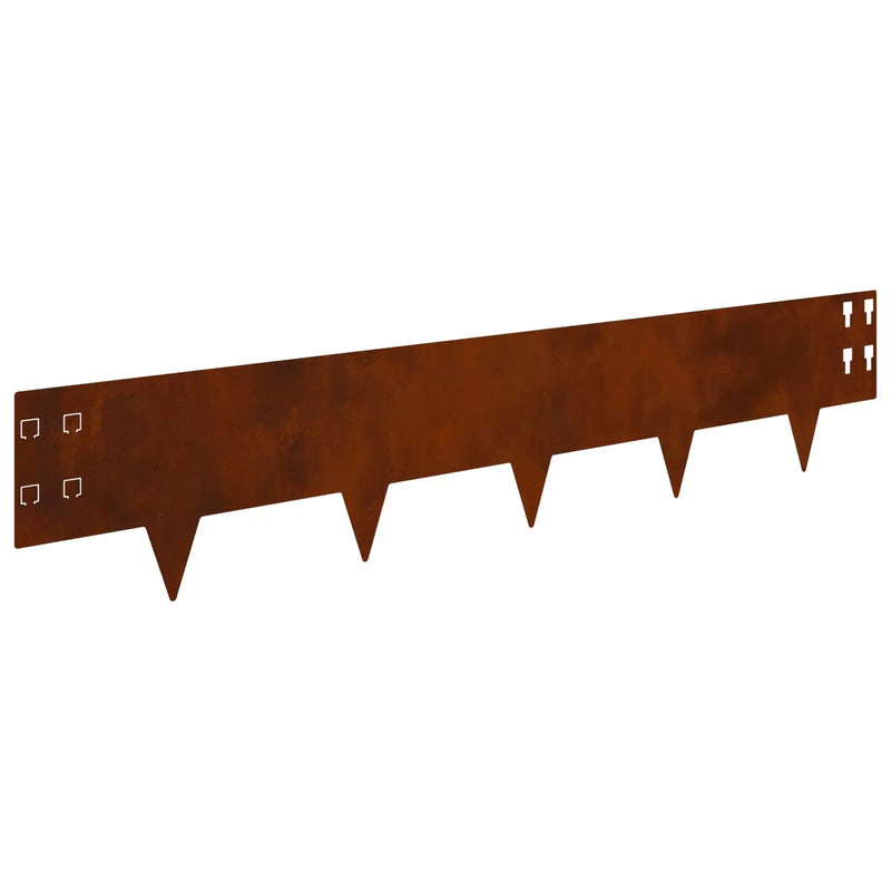 Lawn Edging 20 pcs 100 x 20 cm Steel Rusty