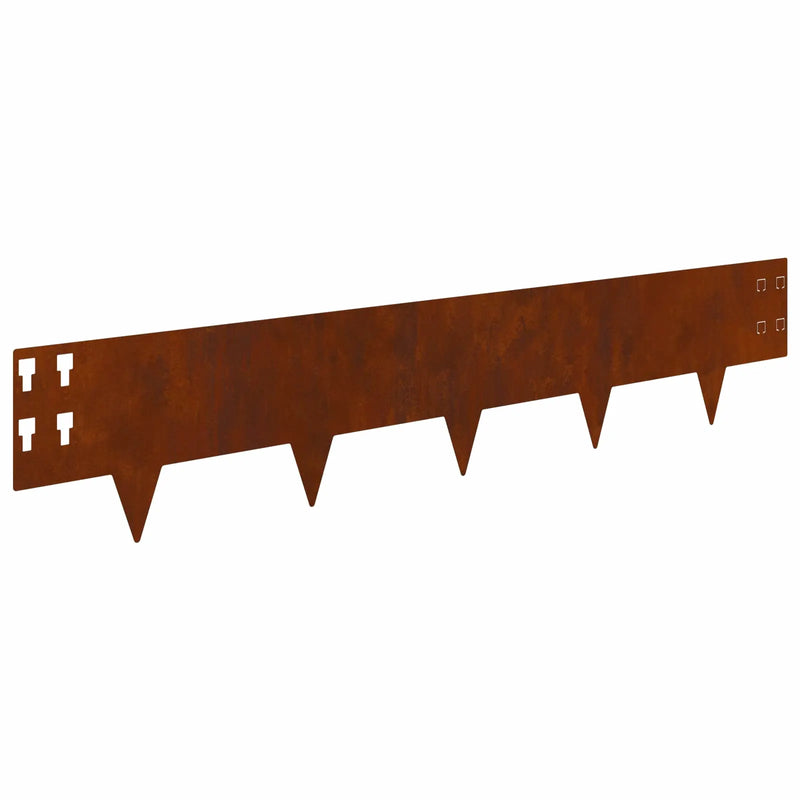 Lawn Edging 20 pcs 100 x 20 cm Steel Rusty