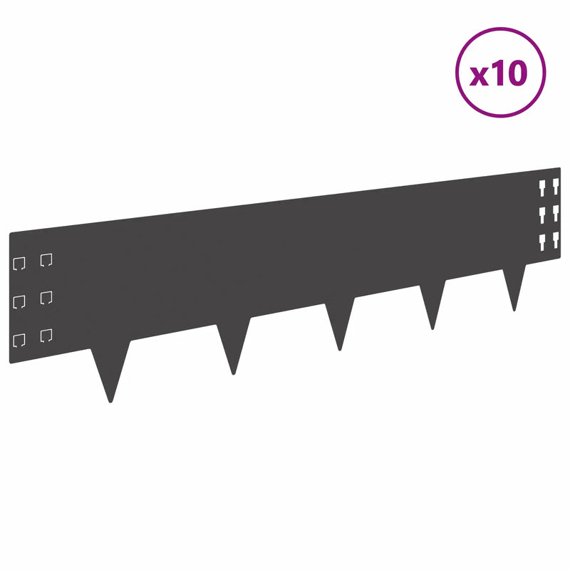 Lawn Edging 10 pcs 100 x 25 cm Steel Black