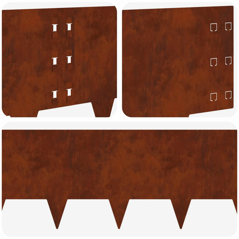 Lawn Edging 10 pcs 100 x 30 cm Steel Rusty