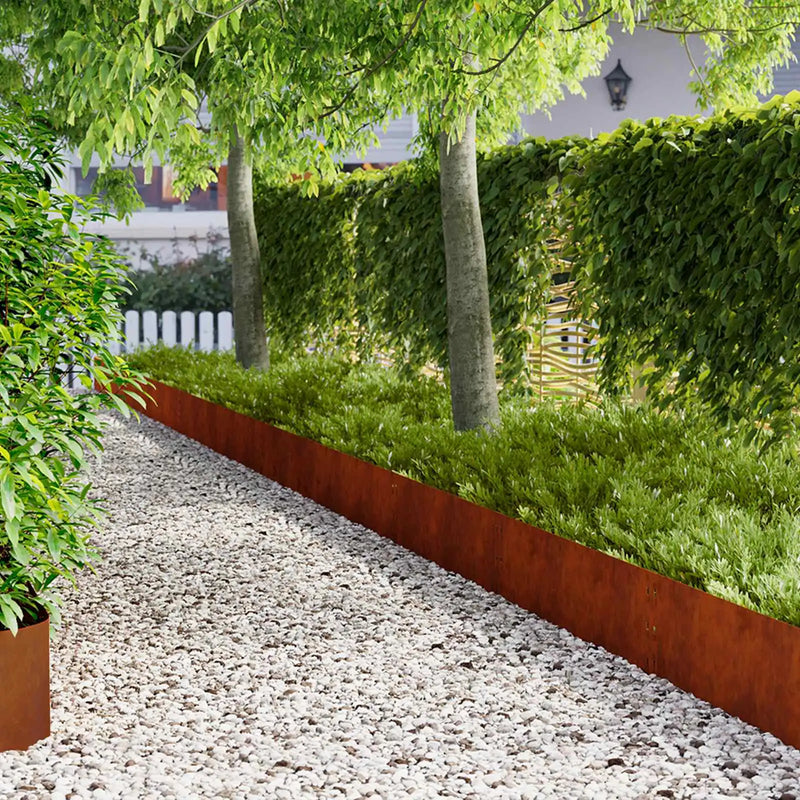 Lawn Edging 10 pcs 100 x 30 cm Steel Rusty