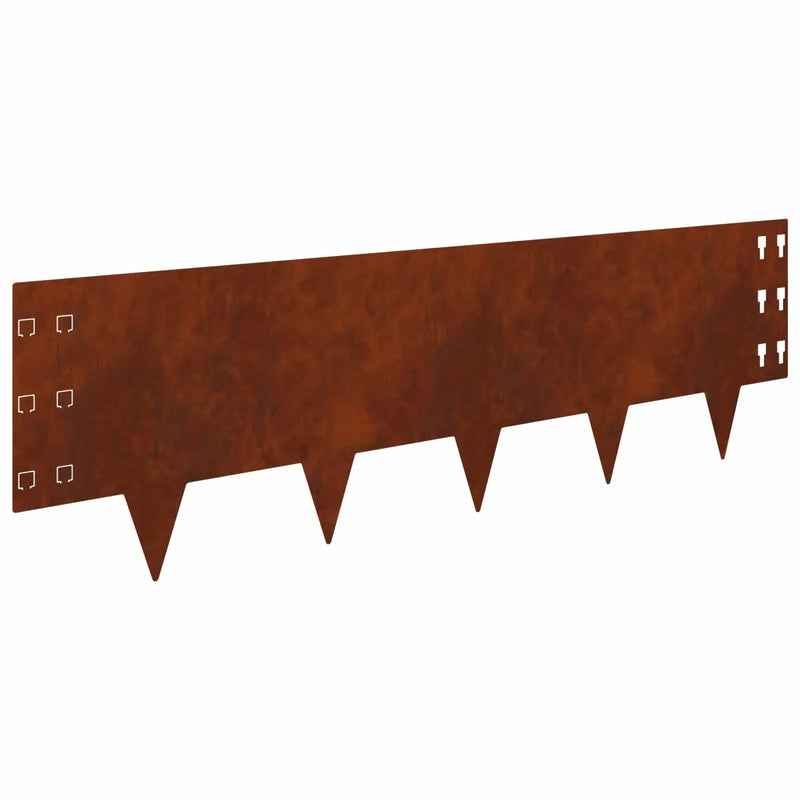 Lawn Edging 10 pcs 100 x 30 cm Steel Rusty
