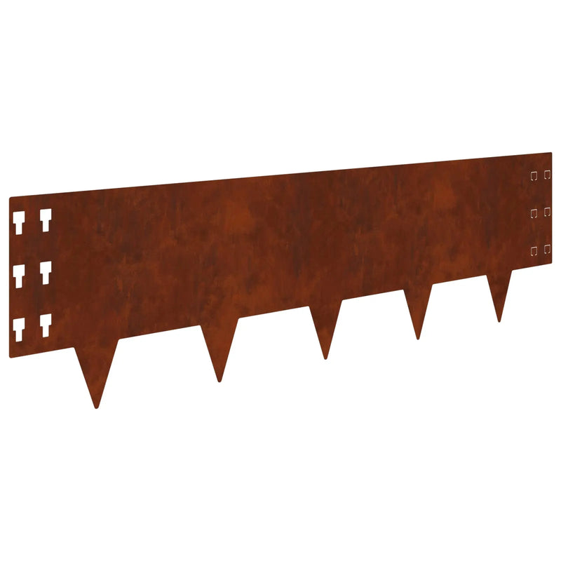 Lawn Edging 20 pcs 100 x 30 cm Steel Rusty