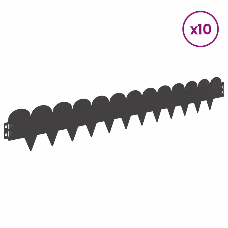 Lawn Edging 10 pcs 103 x 15 cm Steel Black