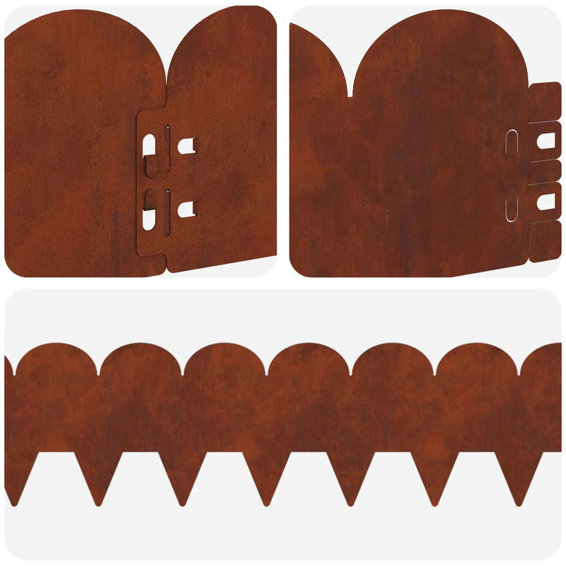 Lawn Edging 10 pcs 103 x 15 cm Steel Rusty