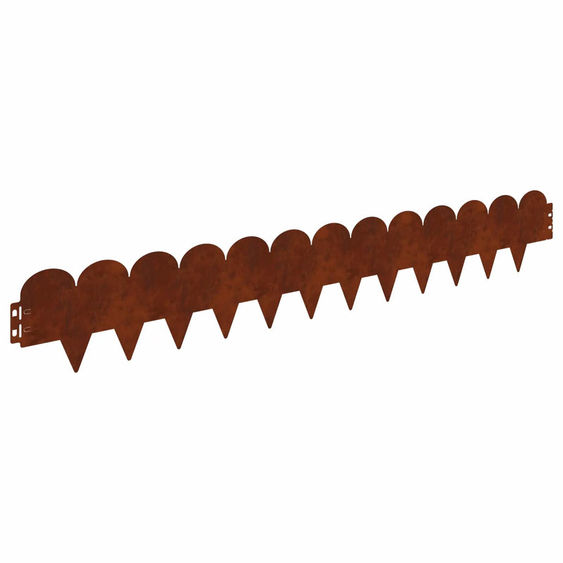 Lawn Edging 10 pcs 103 x 15 cm Steel Rusty