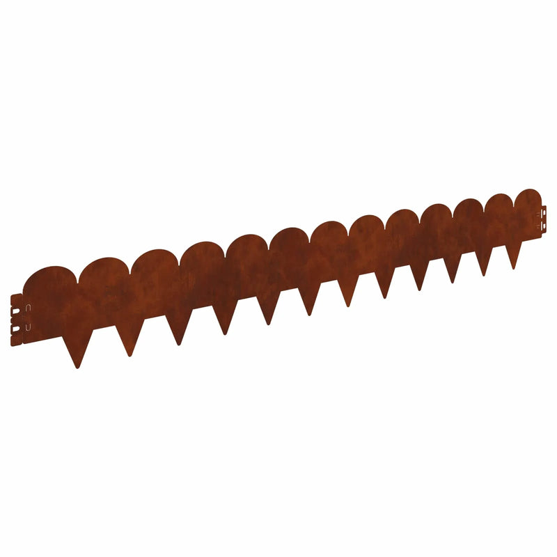 Lawn Edging 10 pcs 103 x 15 cm Steel Rusty