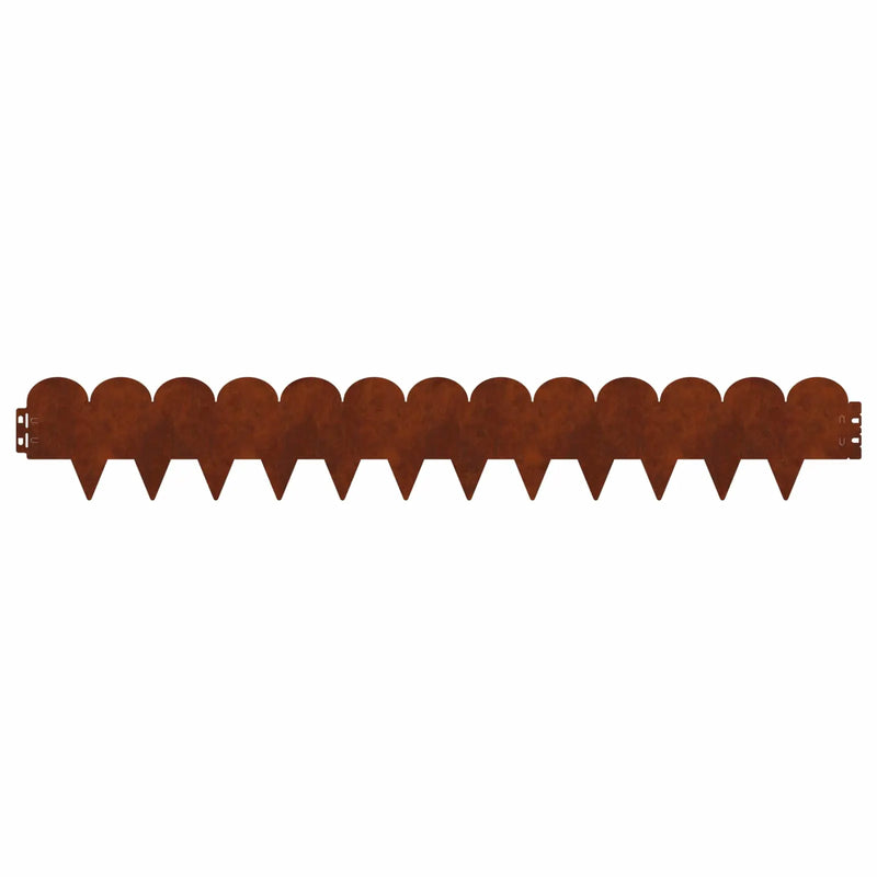 Lawn Edging 10 pcs 103 x 15 cm Steel Rusty